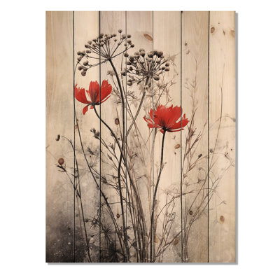 Allia - Floral Wall Art On Natural Pine Wood
