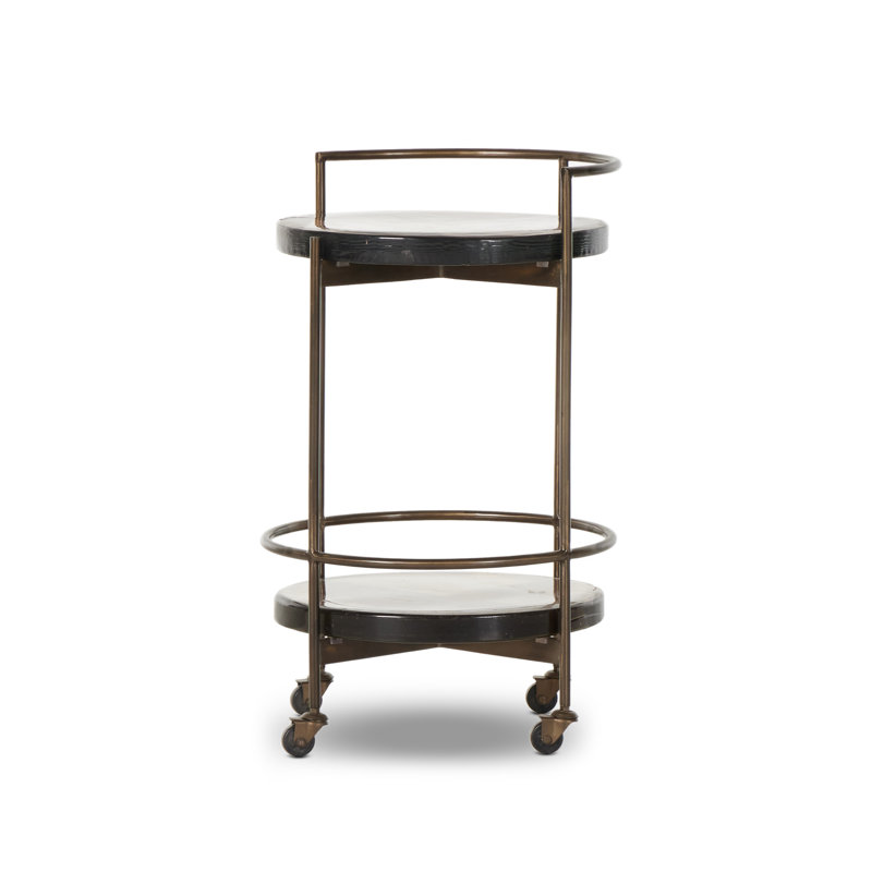 Alline Metal Bar Cart, Smoked Brown