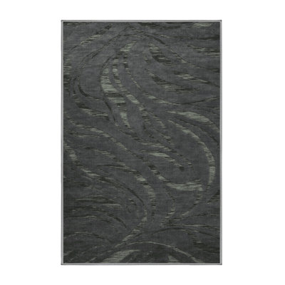 Machine Washable Abstract Gray Area Rug