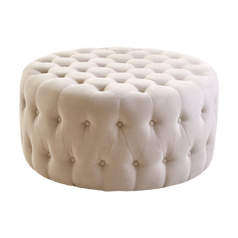 91cm Wide Velvet Footstool Ottoman, Beige