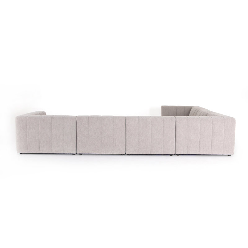 Langham Sectional, Pink Polyester, 28" H x 157" W x 129" D, Right Hand Facing