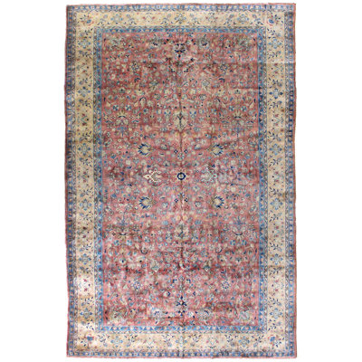 Tapis unique rouge / rose cendré / or 9 pi 8 po x 17 pi 5 po Kandahar