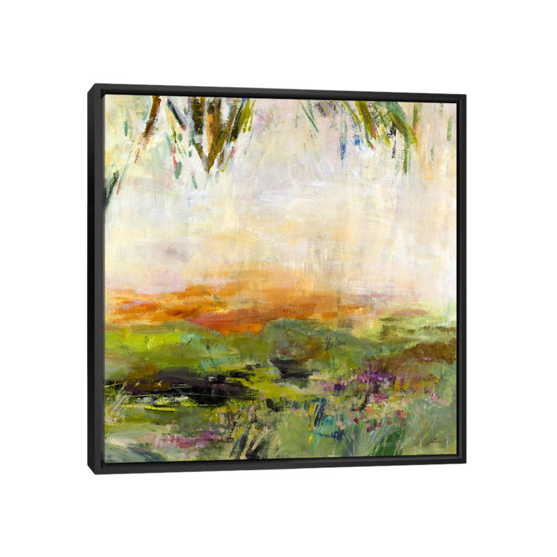«Meadow Sunset» par Julian Spencer, impression sur toile tendue, H 18 po x l 18 po x P 1,5 po, Toile encadrée noire