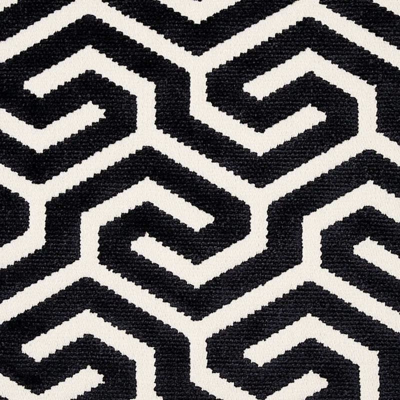 Tissu en velours Ming Fret, Noir