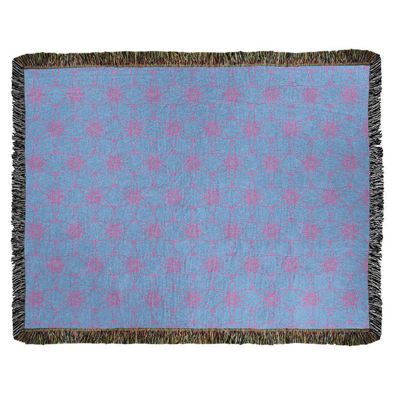 Couverture en coton tissé Katelyn Elizabeth, l 37 po x L 52 po, Bleu pâle / rose