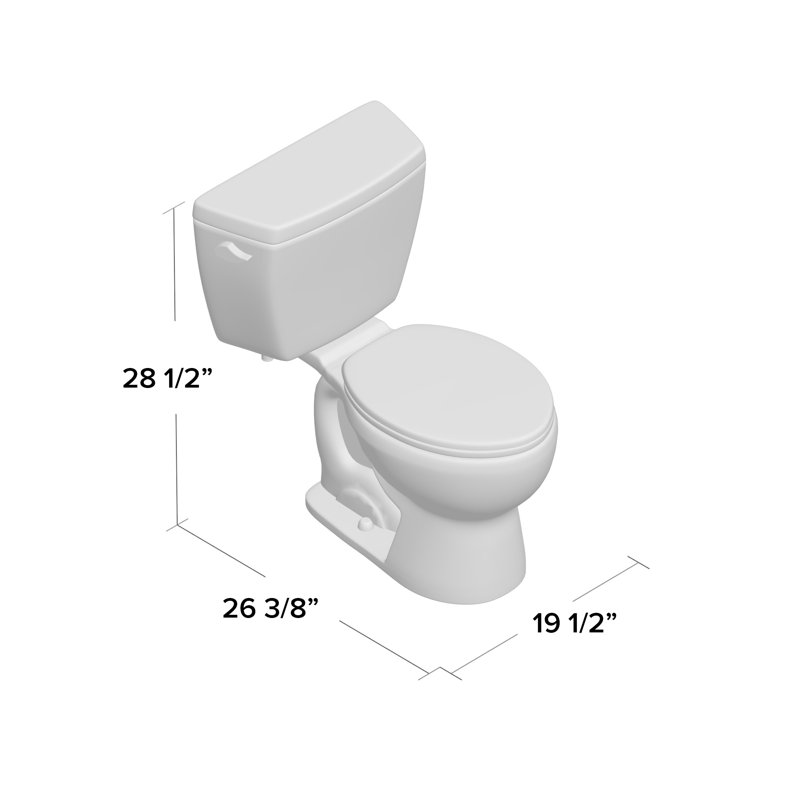 Drake® 1.6 GPF Round Two-Piece Toilet (Seat Not Included), Colonial White, Left-Hand