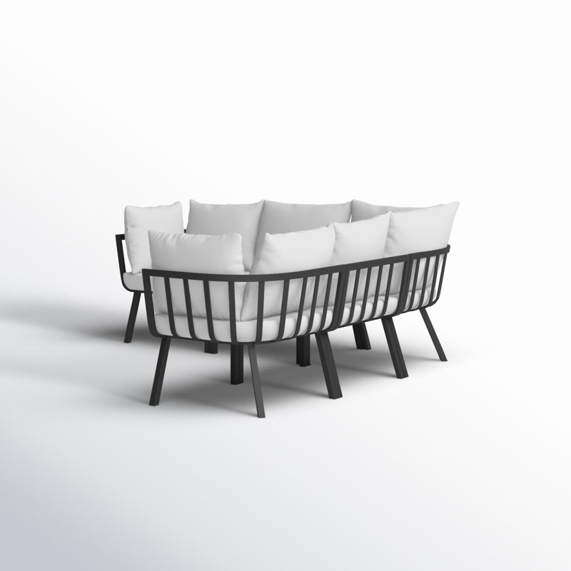 Canapé modulaire d'extérieur 5 pièces Riverside par Modway, Blanc, gris