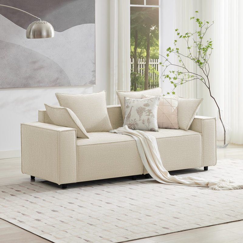 78.7" Modular Sofa Upholstered Sponge Foam Couch Loveseat, Beige