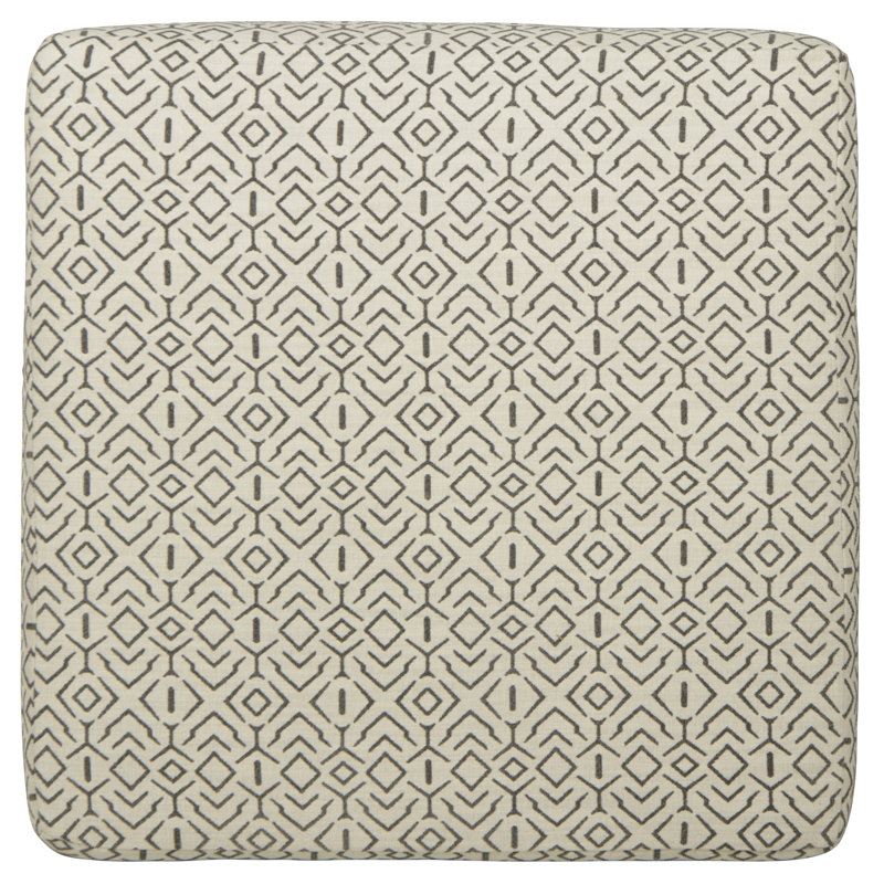 Huckabee 42" Square Upholstered Cocktail Ottoman, Beige 100% Polyester