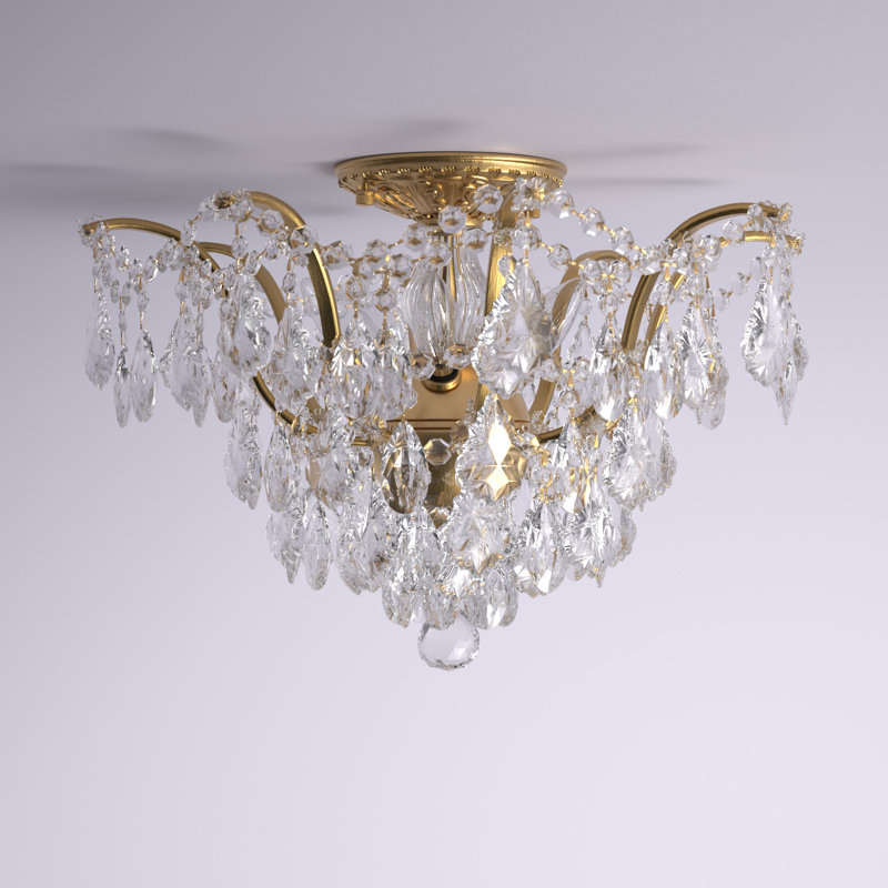 Plafonnier semi-encastré 5 lumières 5 po Berthold, Doré, Standard