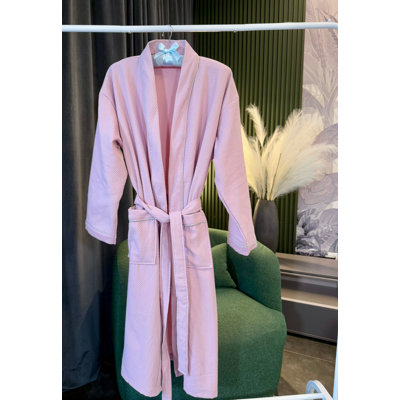 Peignoir unisexe en coton gaufré bleu petit