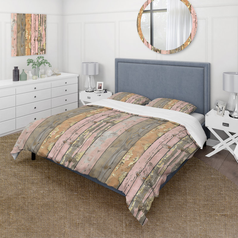 Ensemble de housse de couette Vintage Barnwood Charm VI - Country, Housse de couette pour grand lit + 2 taies décora