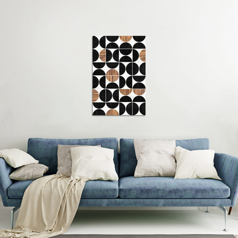 Motif Mid-Century moderne n ° 1 - Béton et bois par Zoltan Ratko - impression sans cadre, H 24 po x l 16 po x P 0,25 po