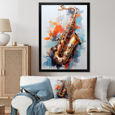 Yellow Vibrant Saxophone Rhythm - Music Wall Art