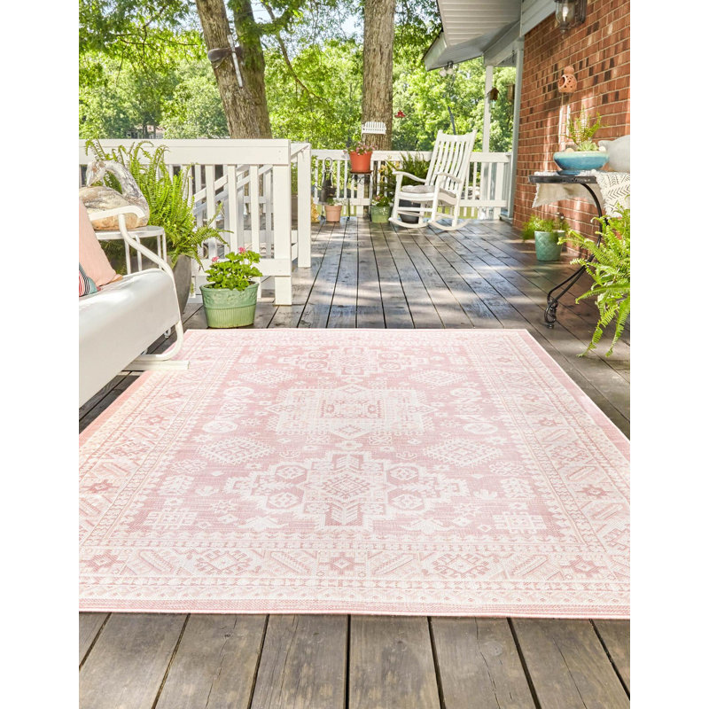 Tapis d'extérieur Chand couleur rose, Rectangle 6 pi x 9 pi