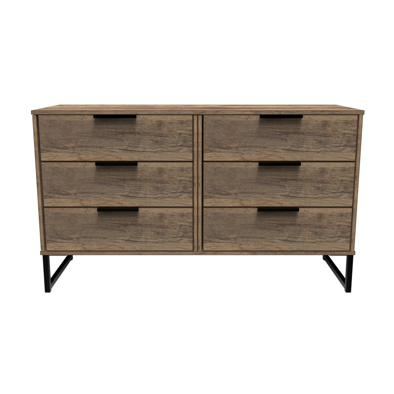Bisceglia 115 cm W Chest of 6 Drawers, Brown