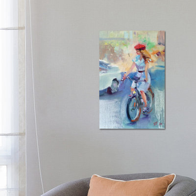 Girl in a Red Beret 1 Piece Wrapped Canvas Painting