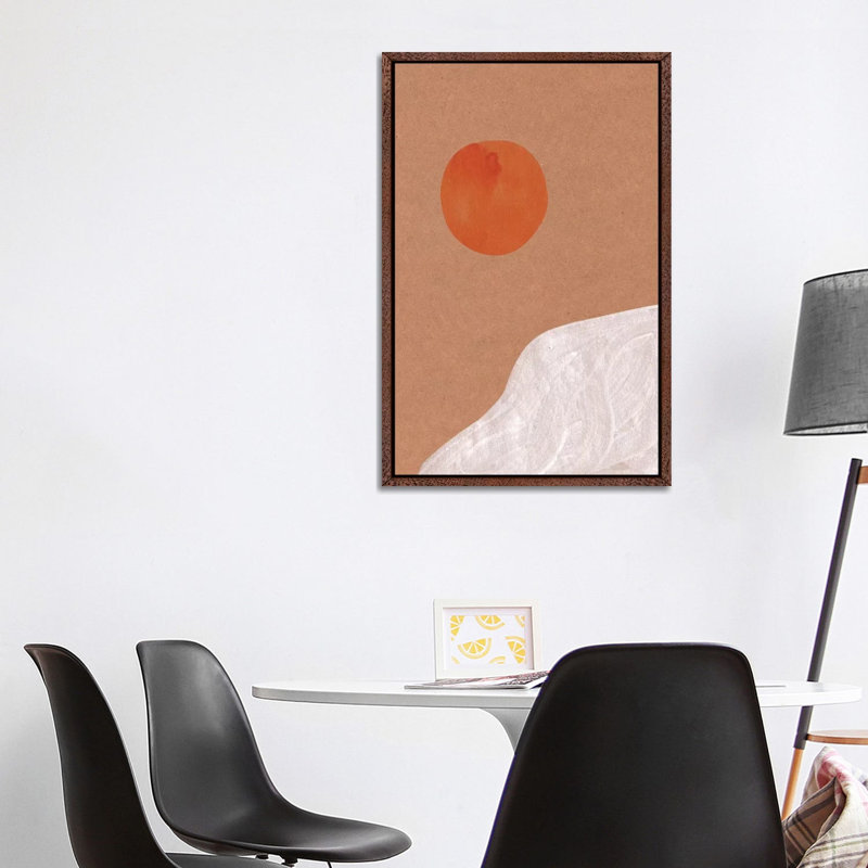 Abstract Sun by Whales Way - Print on Canvas, 101.6cm H x 66.04cm W x 3.81cm D, Classic Brown Wood Framed
