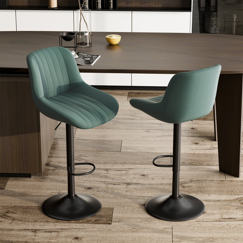 Nalupatio Adjustable Swivel Bar Stools with Backrest – Faux Leather Counter Height Chairs with Footrest, 360° Rotation, for Kitchen Island, Home Bar, or Dining Room, 300lbs Capacity, Set of 2