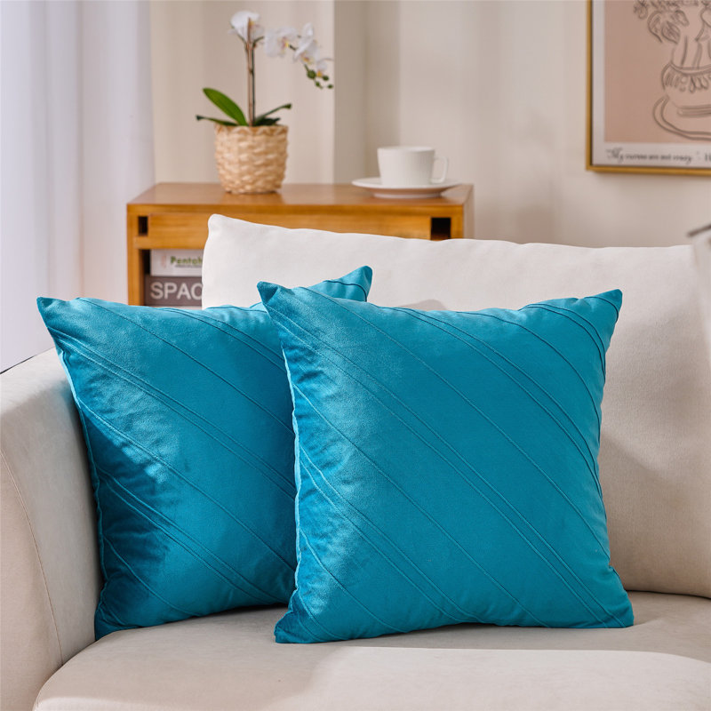 Warisi Velvet Throw Pillow, Pillow Cover Only - No Insert, Teal, 20" x 20"