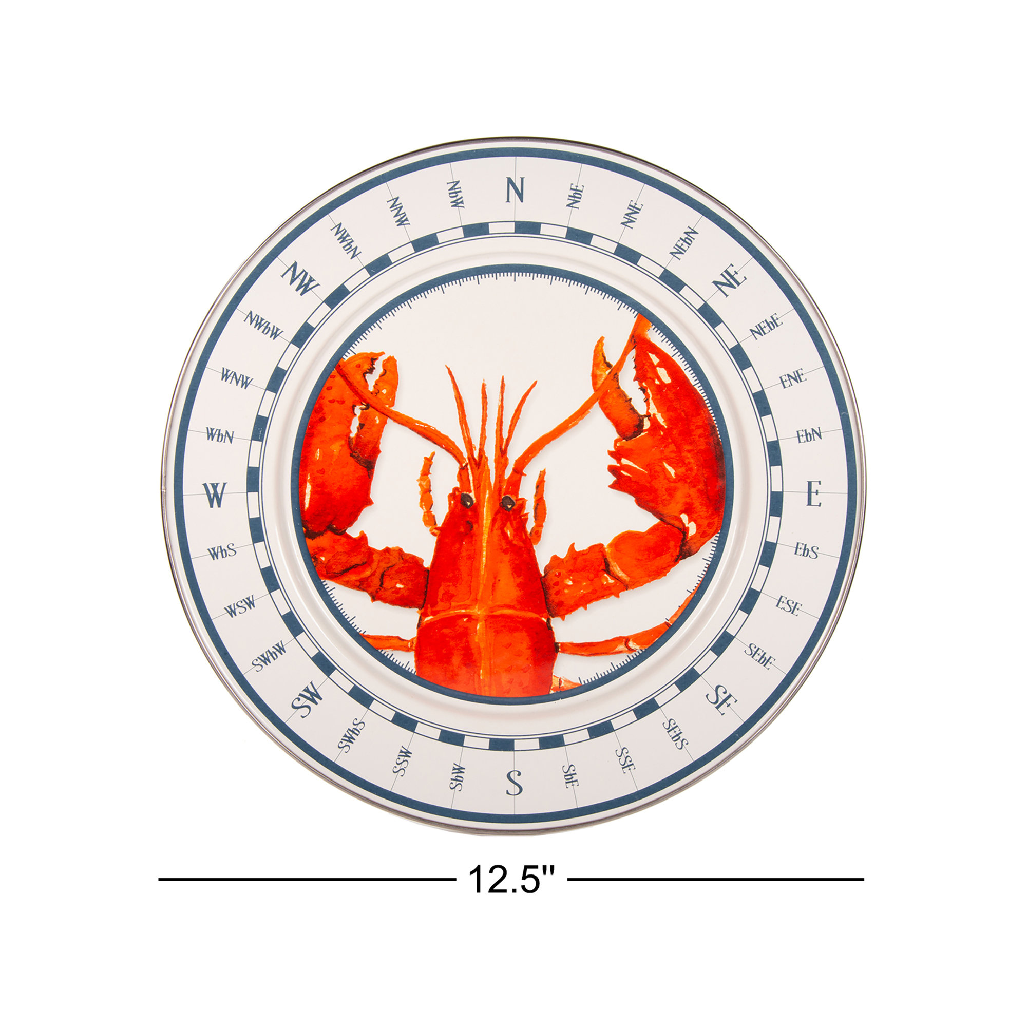 Golden Rabbit Enamelware Lobster 12.5" Chargers, Set of 2
