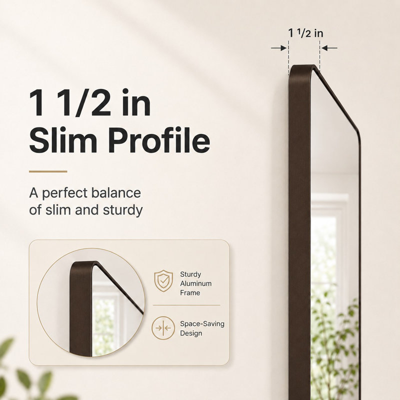 Leyat Modern Rectangle Metal Frame Wall Mirror for Bathroom, 48" x 36" , Oil-Rubbed Bronze