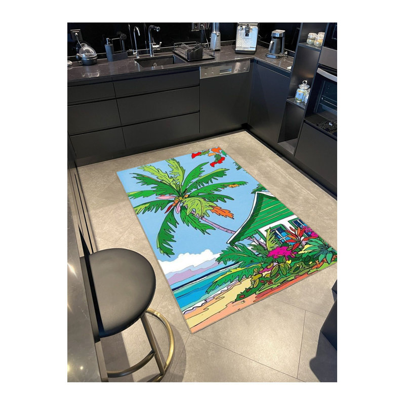 Tapis pastel lavable à la machine, Sous-tapis rectangulaire de 3 pi 3 po x 4 pi 11 po
