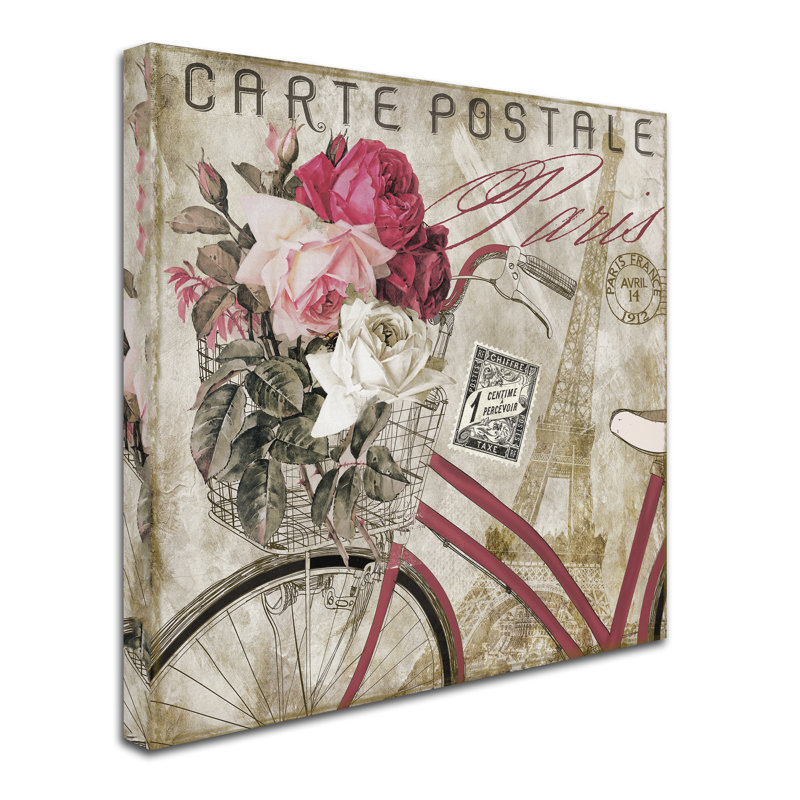 « postale paris i », impression sur toile tendue, H 14 po x l 14 po x P 2 po
