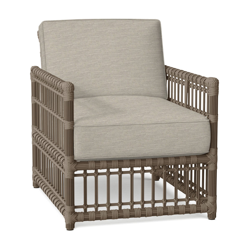 Newport Arm Chair with Cushions, Dove Sunbrella Linen, Welt, Newport #66 Burlap