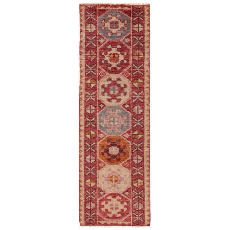 Wool Oriental Area Rug in Cream/Red, Rectangle 8' x 10'