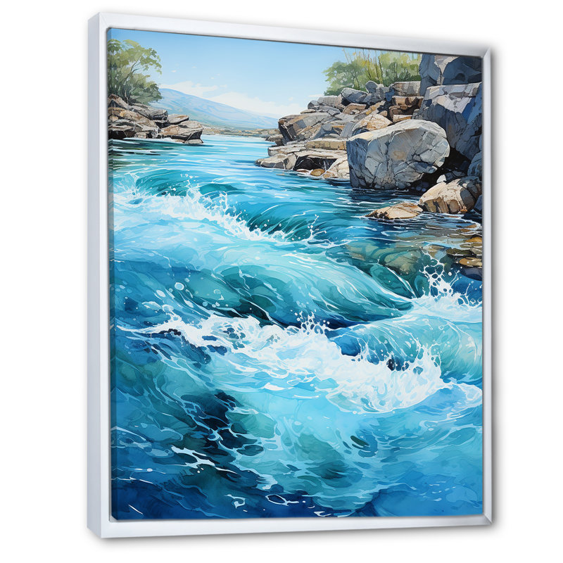 «River Flowing Waters», art mural sur toile, H 20 po x l 12 po x P 1 po, Cadre flottant blanc