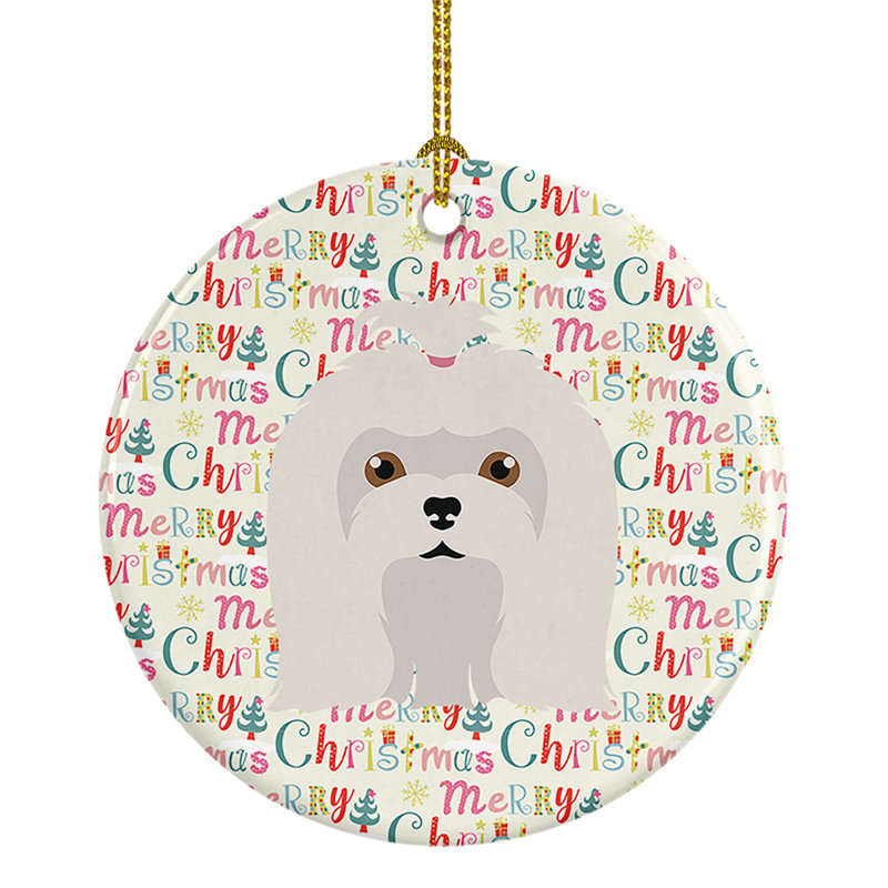 Ornement suspendu Maltese Merry Christmas