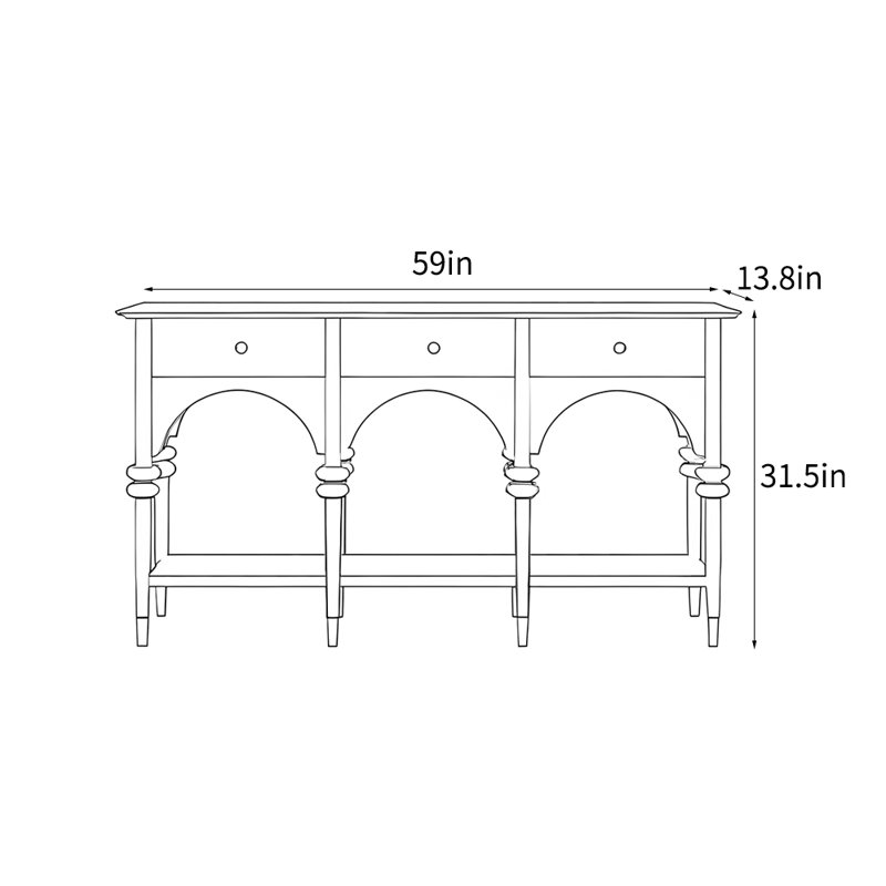 Console Bramlett, H 31,5 po x l 59 po x P 13,8 po, Blanc
