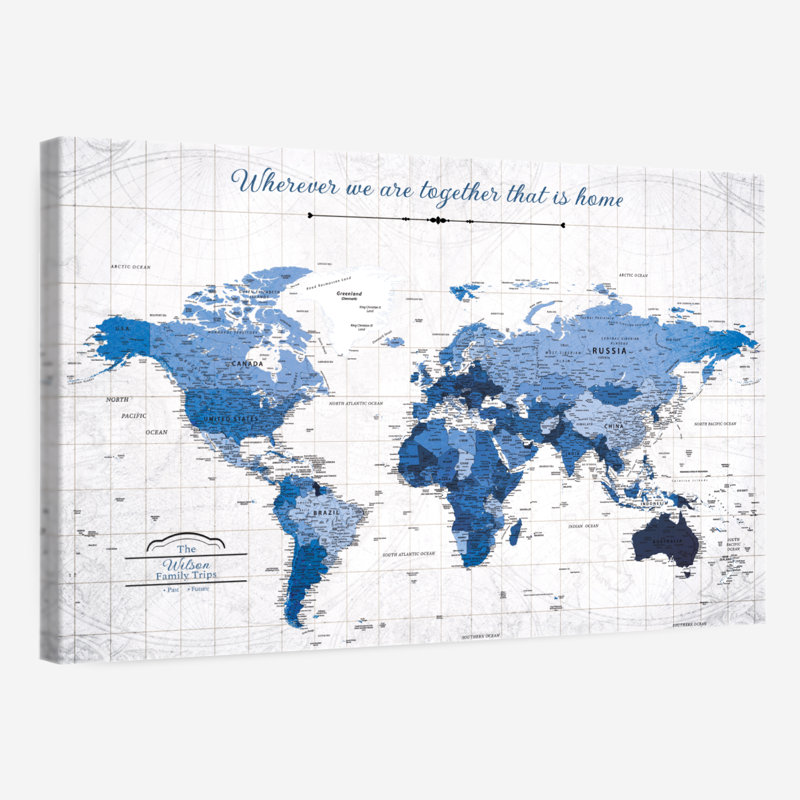 Carte du monde personnalisée avec punaise où que nous soyons III, H 26 po x l 39 po, Oui
