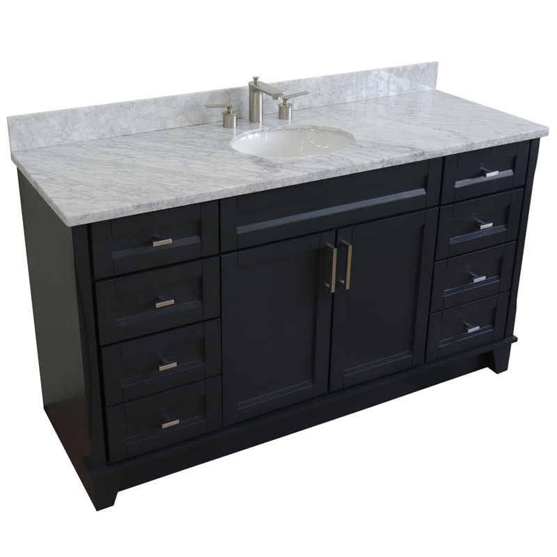 Constantin 61'' Single Bathroom Vanity with Top, White Carrara