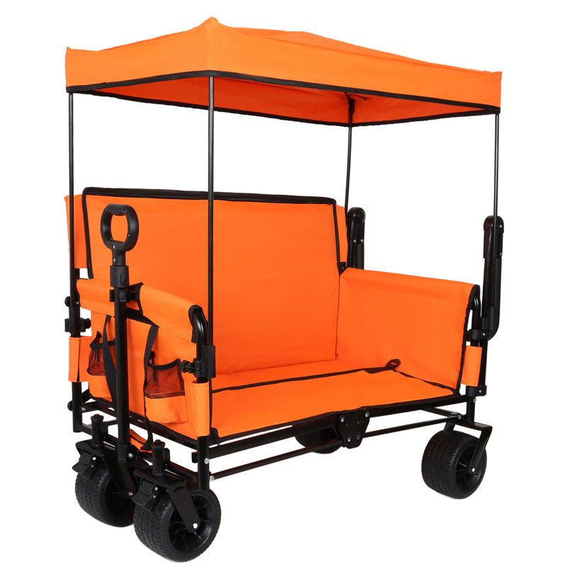 Chariot pliant 3-en-1 avec banquette, auvent et rangement