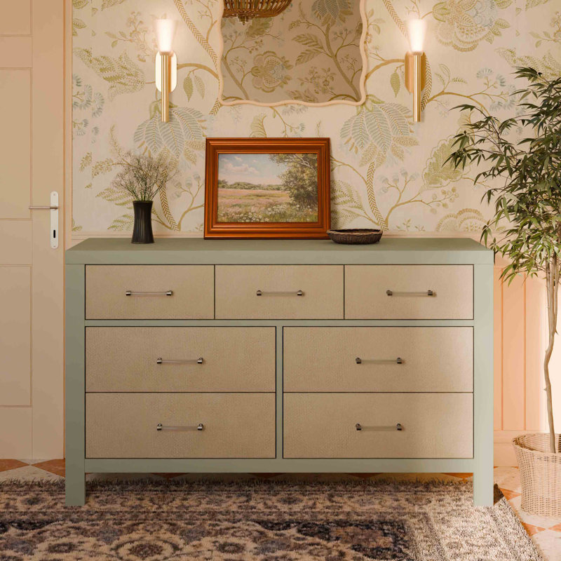 Eloise 7-Drawer Assembled Dresser, French Sage/Performance Sand Eco-Weave