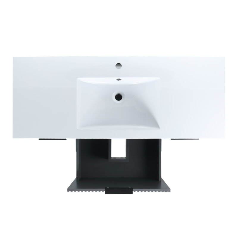 Elsye 47.2'' Single Bathroom Vanity with Ceramic Top, Rock Gray