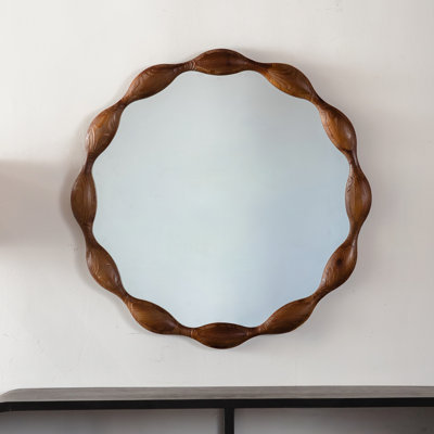 Natural Wood Round Mirror 32.28/