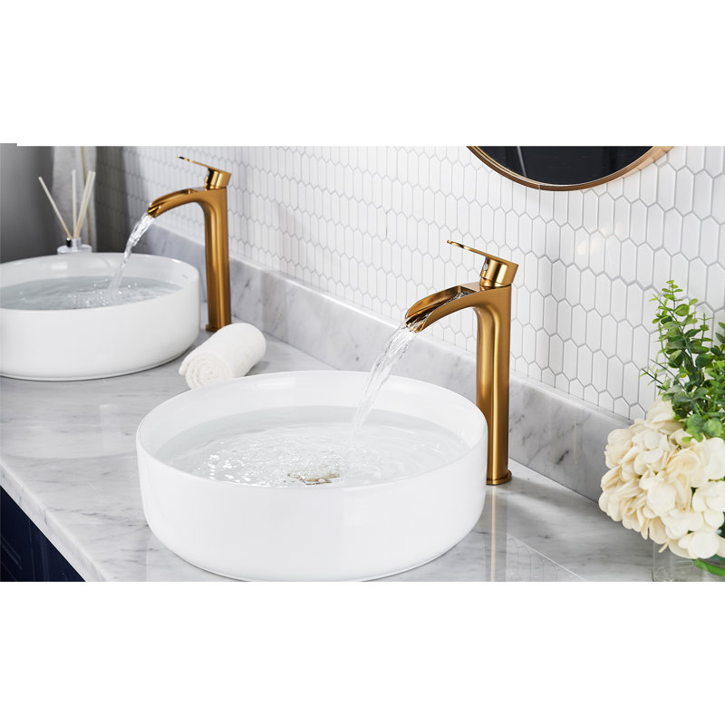 Robinet de lavabo vasque avec drain, Or brossé