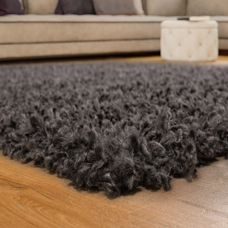 Kristina Solid Colour Shag Area Rug, Rectangle 60cm x 100cm