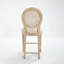 Ensemble de 2 chaises de bar de style campagne française, hauteur 66 cm, chaises rembourrées avec dossier rond en rotin, finitions en fil de fer et sculpture, idéales pour le salon, la cuisine ou un restaurant.-1228948831