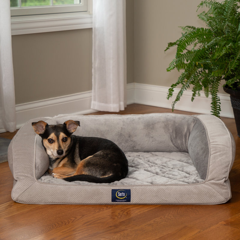 Serta Quilted Couch Pet Bed, Gray, Large (10" H x 38" W x 27" D)