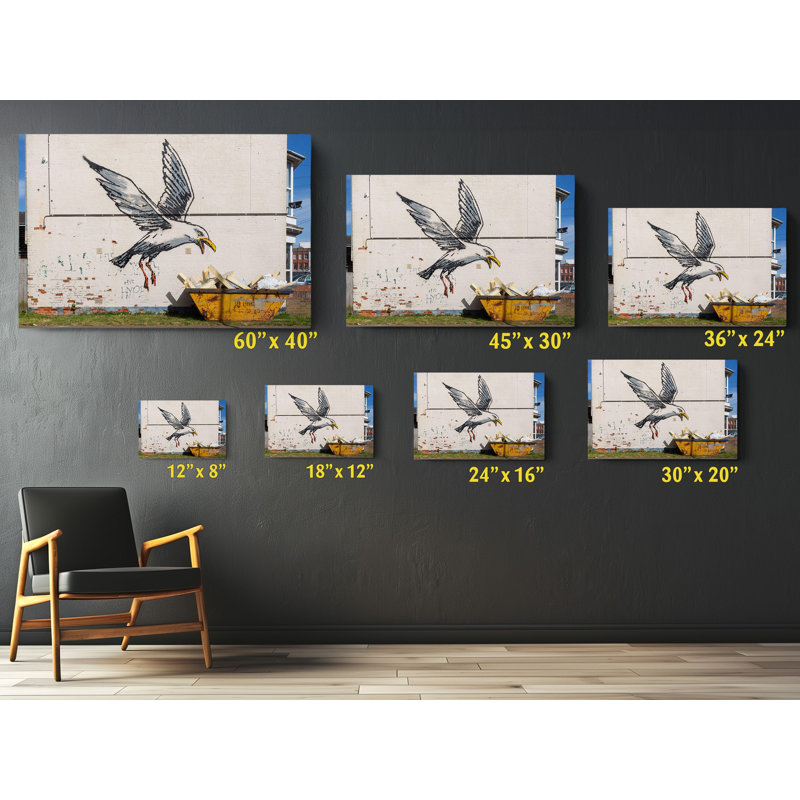 Impression sur toile Banksy Swooping Seagull Street, H 30 po x l 45 po