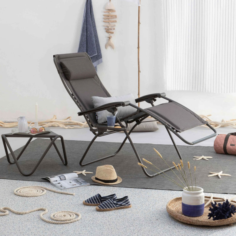 Lafuma Mobilier RSXA Clip Zero Gravity Chair - Sunbrella Padded Outdoor Folding Patio Recliner, Slate Gray