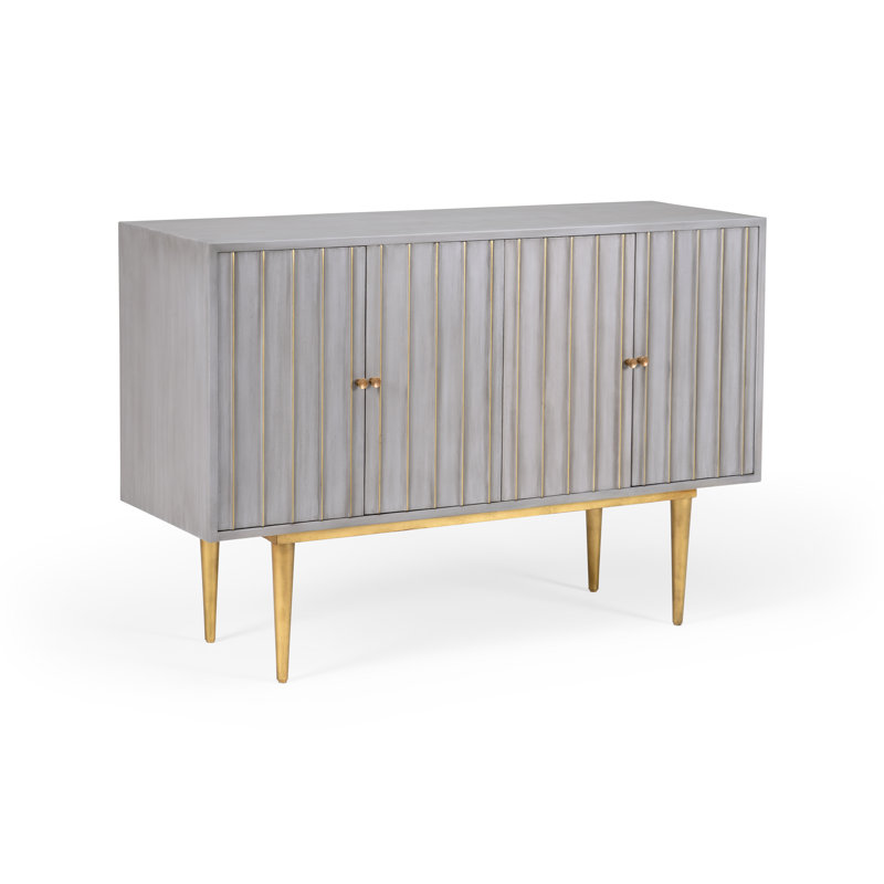 Delphine Antique Gold Leaf Accented Gray 54'' Sideboard