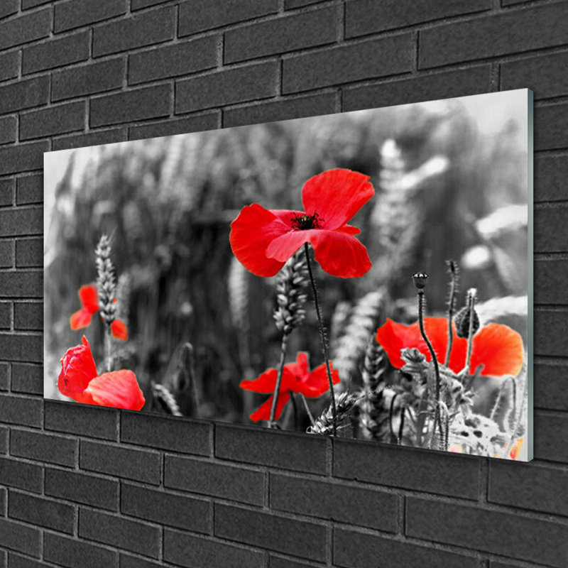 Floral Poppies - Unframed Photograph on Glass