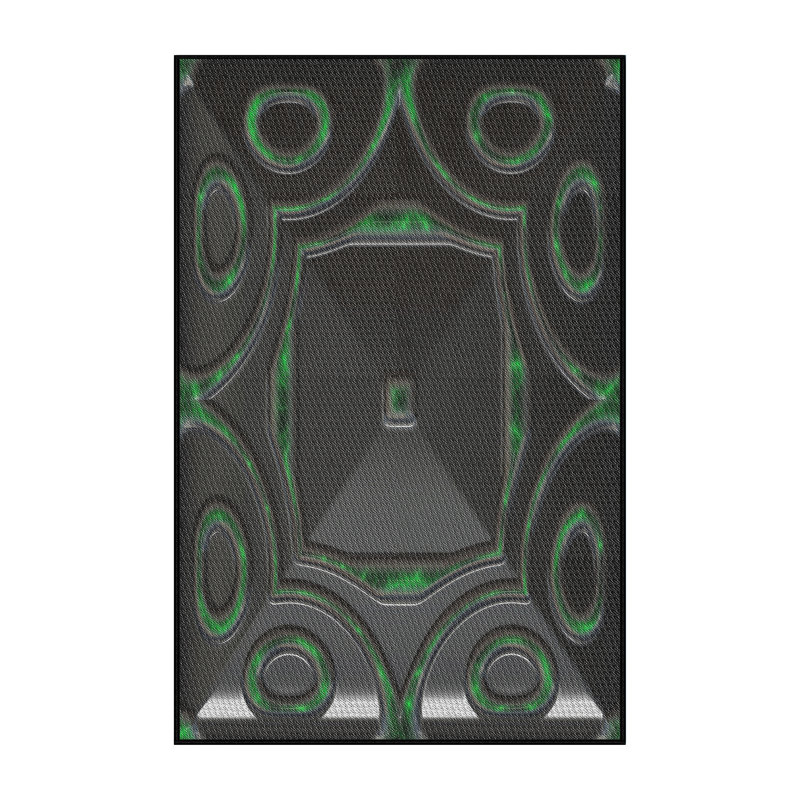 Tapis noir/vert à motifs, Rectangle 2 pi x 5 pi
