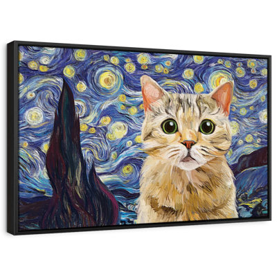 Isaias Lost Kitty Starry Night Canvas Print