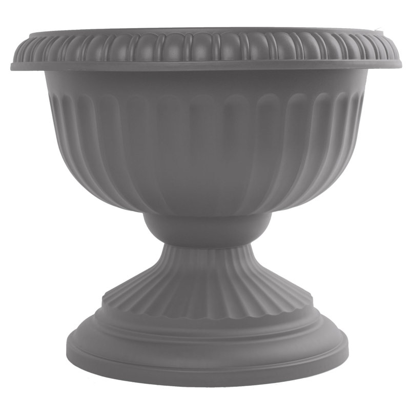 Grecian Urn Plastic Indoor/Outdoor Planter, 15" H x 18" W x 18" D, Charcoal